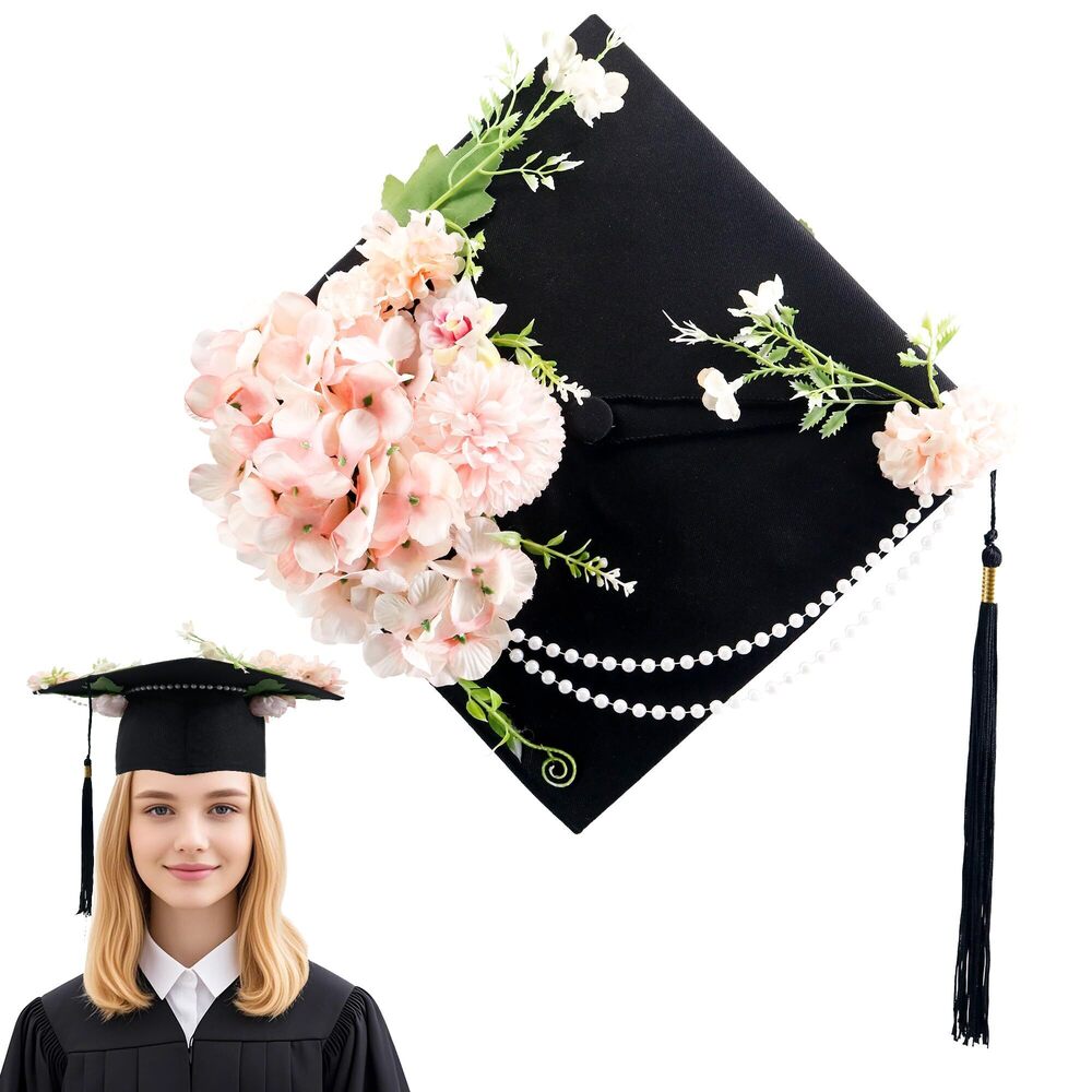 6533 Graduation Cap with Decoration Kit Grad Cap Topper with Faux Flower